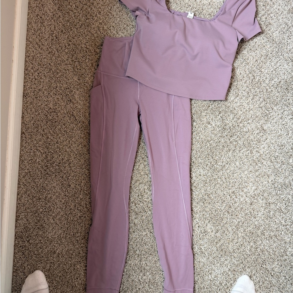 Lululemon Lavender lux Leggings and smooth cover square neck